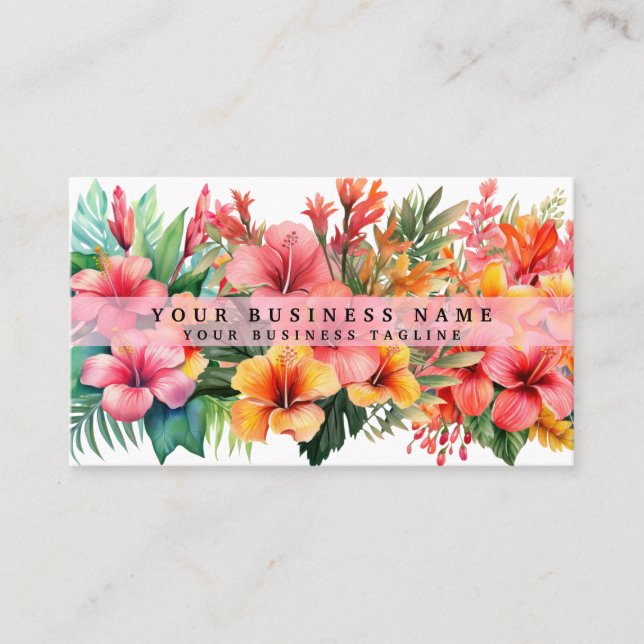 Tropical Hibiscus Flowers Floral  Business Card (Front)