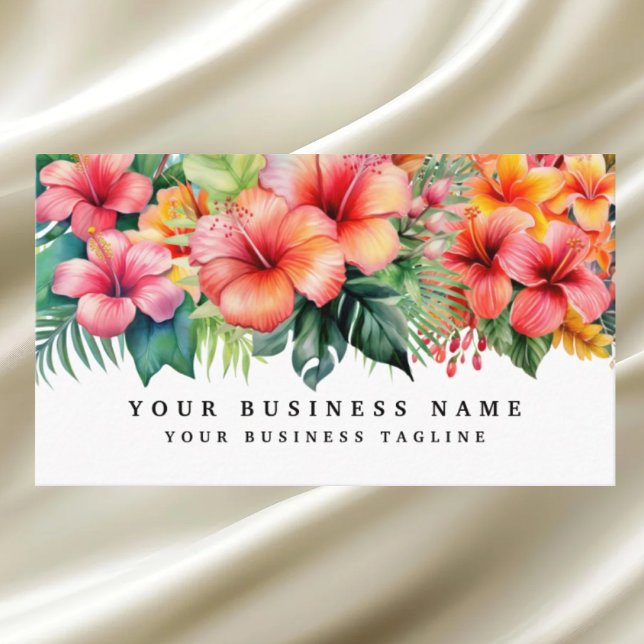 Tropical Hibiscus Flowers Floral  Business Card (Creator Uploaded)