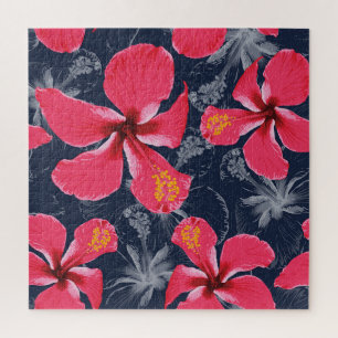 Tropical Hibiscus Flowers Summer Design Jigsaw Puzzle