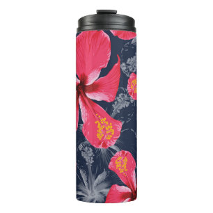 Tropical Hibiscus Flowers Summer Design Thermal Tumbler