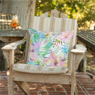 Tropical Hibiscus Flowers Throw Pillow