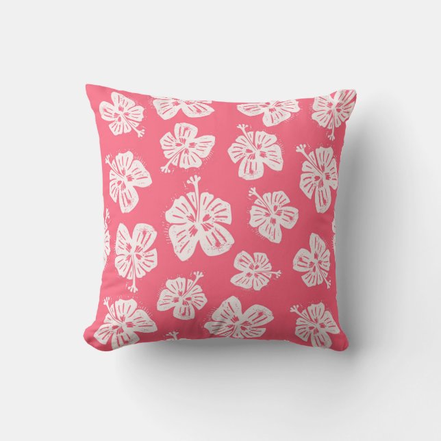 Tropical hibiscus for a bit of paradise at home cushion (Front)