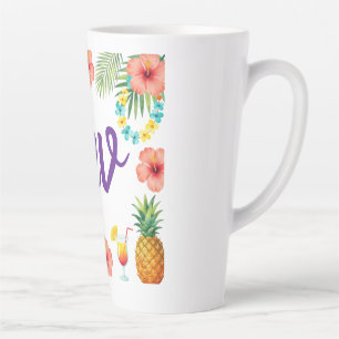 Tropical Hibiscus Frame Aloha Vibes Latte Mug