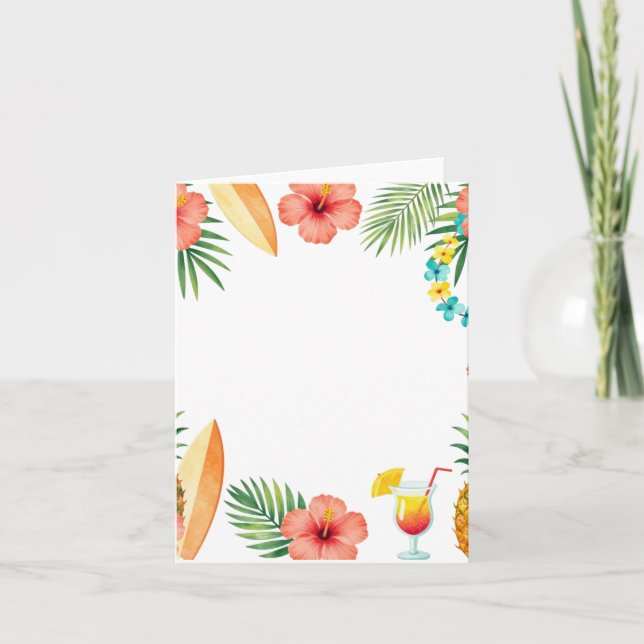 Tropical Hibiscus Frame Aloha Vibes Note Card (Front)
