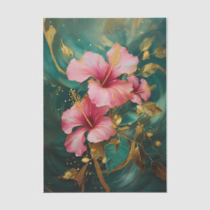 Tropical Hibiscus Garden - Exotic Floral Collage Tissue Paper