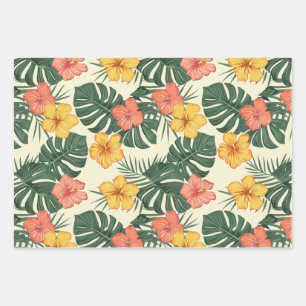 Tropical Hibiscus Garden Wrapping Paper Sheet