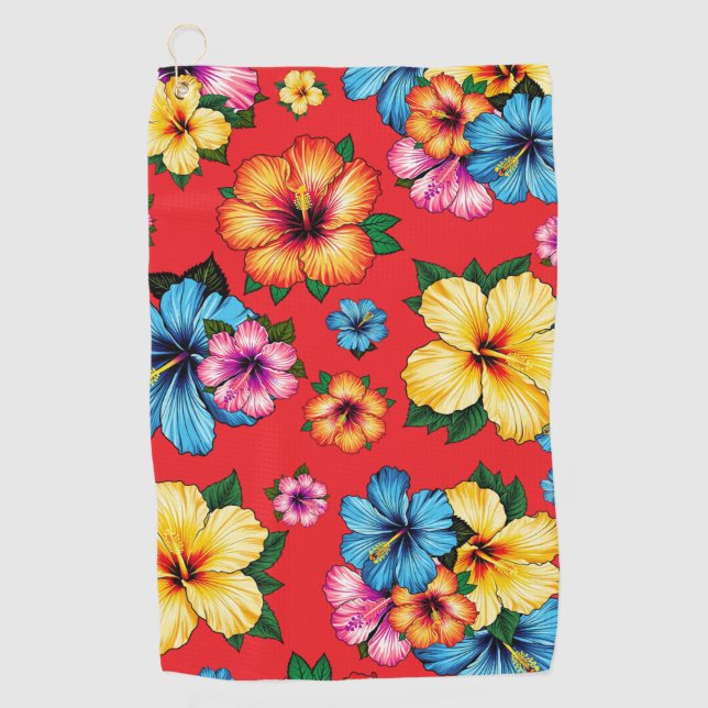Tropical Hibiscus Golf Towel (Front)