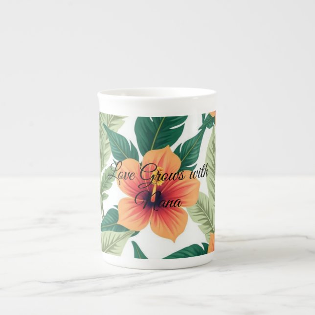 Tropical Hibiscus Grandma Mother’s Day Gift  Bone China Mug (Front)