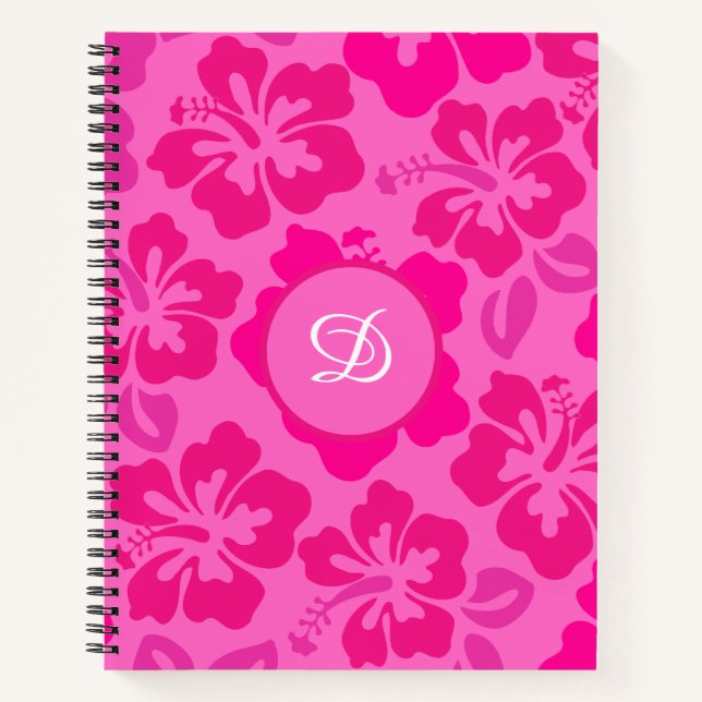 tropical hibiscus hawaii girly floral pattern notebook (Front)