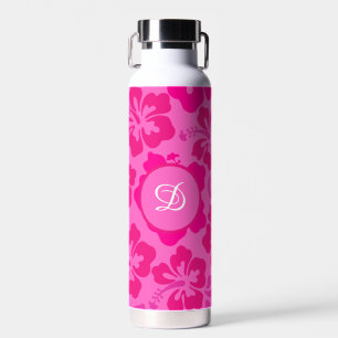 tropical hibiscus hawaii girly floral pattern water bottle