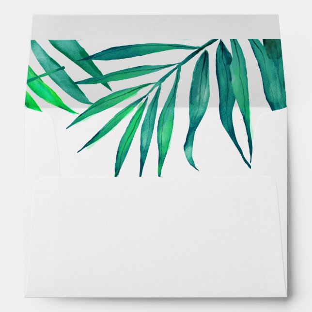 Tropical Hibiscus Hawaiian Beach Wedding Envelope (Back (Bottom))