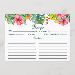 Tropical Hibiscus Hawaiian Bridal Shower Recipe Enclosure Card