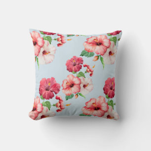 Tropical Hibiscus Hawaiian Floral botanical Cushion