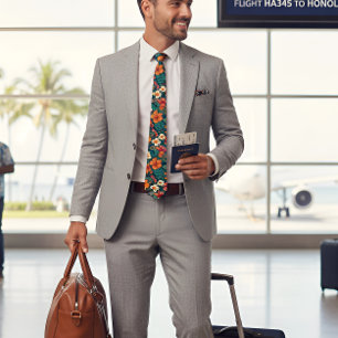 Tropical hibiscus Hawaiian Floral Two-Sided Tie