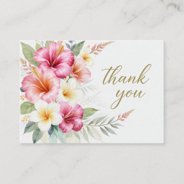 Tropical Hibiscus Hawaiian  Thank You Card (Front)