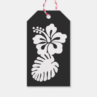 Tropical Hibiscus in Black Gift Tag