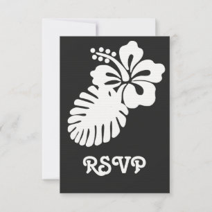 Tropical Hibiscus in Black RSVP Card