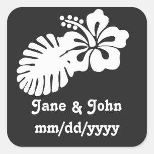 Tropical Hibiscus in Black Sticker