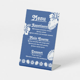 Tropical Hibiscus in Blue Pedestal Sign