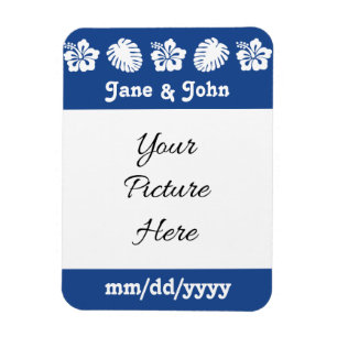 Tropical Hibiscus in Blue Save-the-Date Magnet