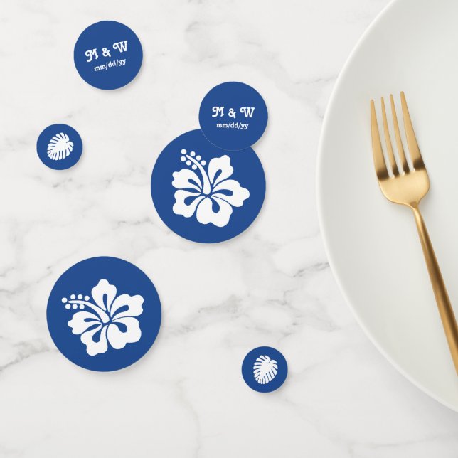 Tropical Hibiscus in Blue Table Confetti (Group)