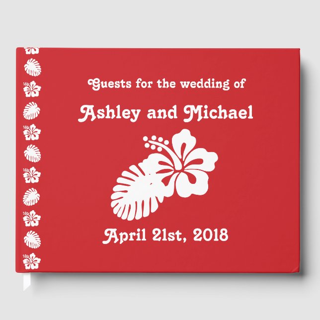 Tropical Hibiscus in Cherry Guest Book (Front)