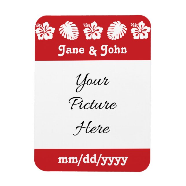Tropical Hibiscus in Cherry Save-the-Date Magnet (Vertical)