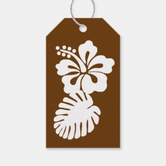 Tropical Hibiscus in Chocolate Gift Tag