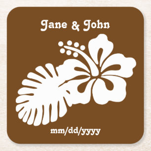 Tropical Hibiscus in Chocolate Paper Coaster