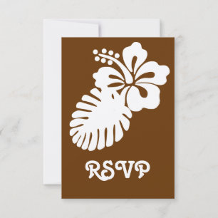 Tropical Hibiscus in Chocolate RSVP Card