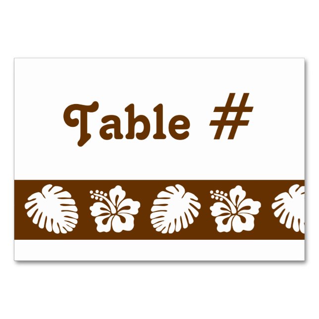 Tropical Hibiscus in Chocolate Table Card (Front)