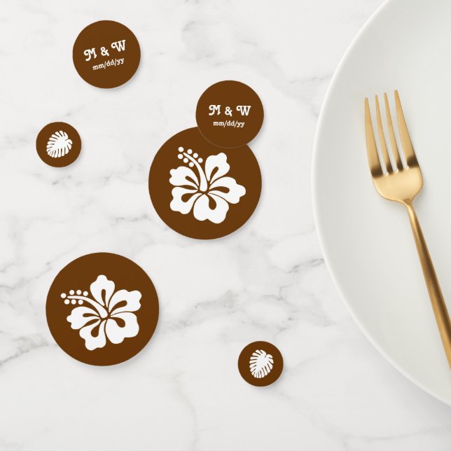 Tropical Hibiscus in Chocolate Table Confetti (Group)