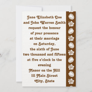 Tropical Hibiscus in Chocolate Wedding Invitation
