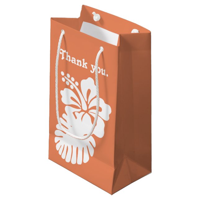 Tropical Hibiscus in Coral Gift Bag (Front Angled)