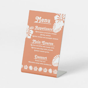 Tropical Hibiscus in Coral Pedestal Sign