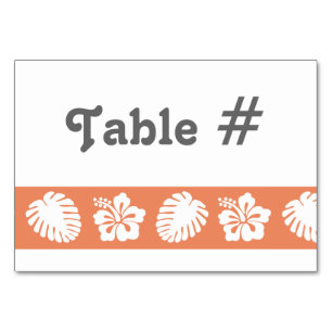 Tropical Hibiscus in Coral Table Card