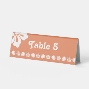 Tropical Hibiscus in Coral Table Tent Sign