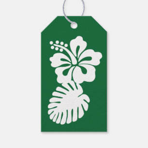 Tropical Hibiscus in Green Gift Tag
