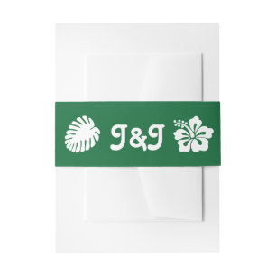 Tropical Hibiscus in Green Invitation Belly Band