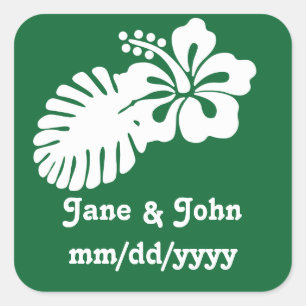 Tropical Hibiscus in Green Sticker