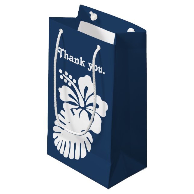 Tropical Hibiscus in Navy Gift Bag (Front Angled)