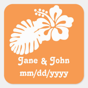 Tropical Hibiscus in Orange Sticker