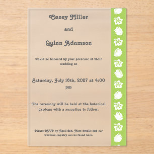 Tropical Hibiscus in Peridot Acrylic Wedding  Invitations