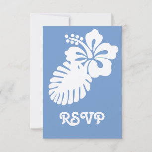 Tropical Hibiscus in Periwinkle RSVP Card