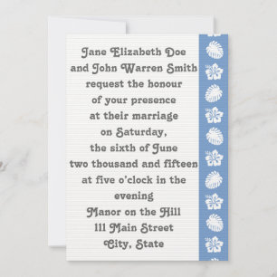Tropical Hibiscus in Periwinkle Wedding Invitation