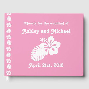 Tropical Hibiscus in Petal Pink Guest Book
