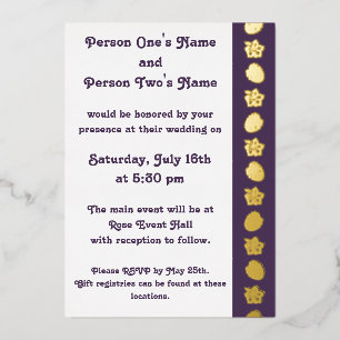 Tropical Hibiscus in Purple Foil Invitation