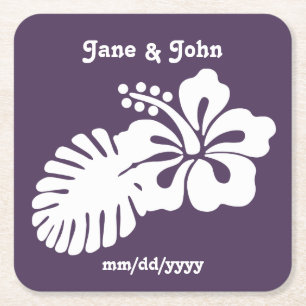 Tropical Hibiscus in Purple Paper Coaster