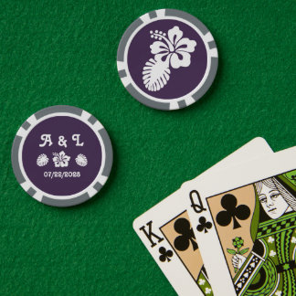 Tropical Hibiscus in Purple Poker Chips