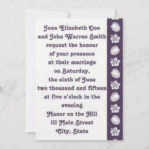 Tropical Hibiscus in Purple Wedding Invitation